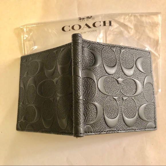 COACH Men’s Money Clip Bill Wallet Signature - Picture 3 of 7